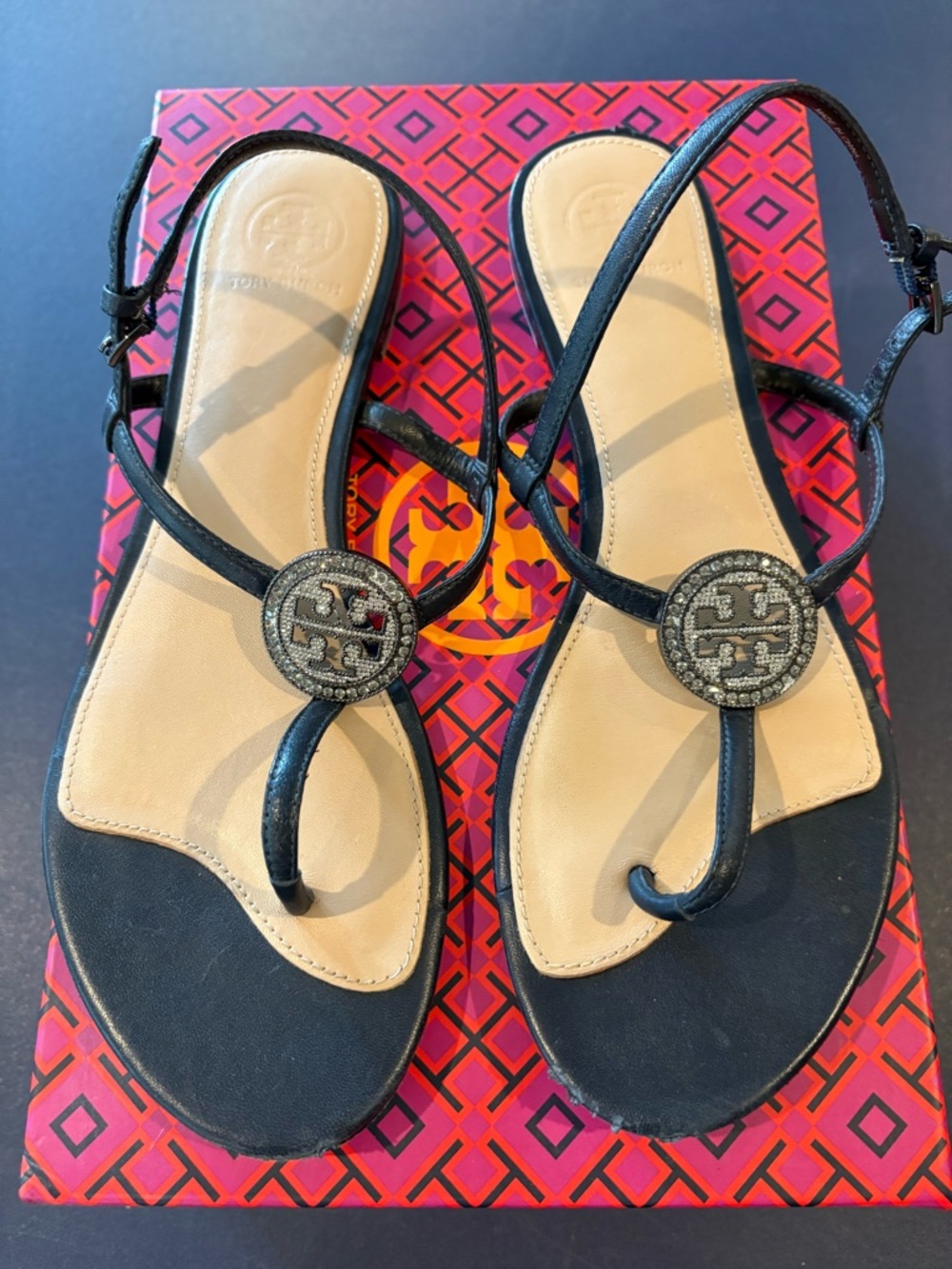 Tory Burch Liana Flat Sandal/Nappa Leather, Size 8